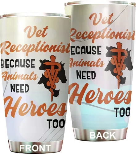 Vista 10 de Vaso de recepcionista veterinario de acero inoxidable de 20 onzas, hermoso regalo de recepcionista veterinario de flores para cumpleaños, regalos