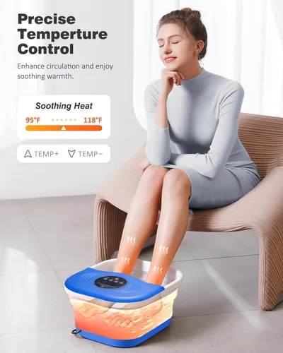 Vista 3 de SPA4PIEDS Masajeador de baño de pies con calor, chorros de burbujas, luz roja y temporizador, spa de pies de pedicura con control de temperatura