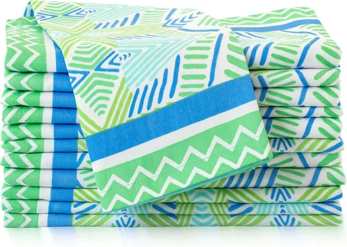 Vista 40 de Fingercraft - Juego de 12 servilletas de tela de mezcla de algodón y lino, con estampado, perfecta para fiestas, cenas, bodas, cócteles y Navidad
