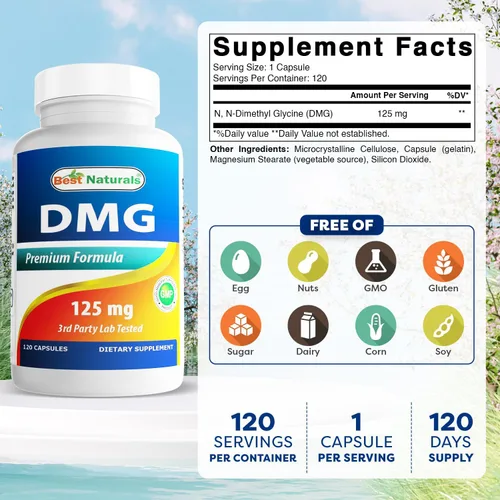 Vista 2 de Best Naturals DMG 125 mg 120 Cápsulas