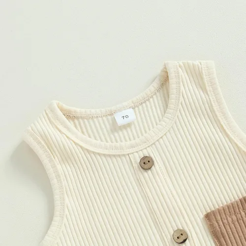 Vista 80 de Mameluco unisex de manga corta para bebé recién nacido, con botones, de una pieza, ropa de color sólido