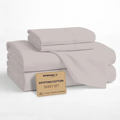 Vista 36 de SGI bedding Sábanas 100% algodón egipcio tamaño individual – Sábanas refrescantes, ropa de cama blanca suave y transpirable, ropa de cama de lujo