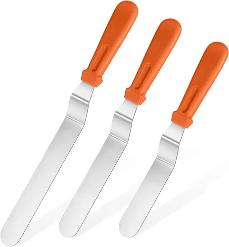 Vista 11 de Set de espátulas U-Taste de glaseado con ángulo inclinado Stainless Steel Blade with PP Plastic Handle, Metal Baking Spatula for Cake Decorating