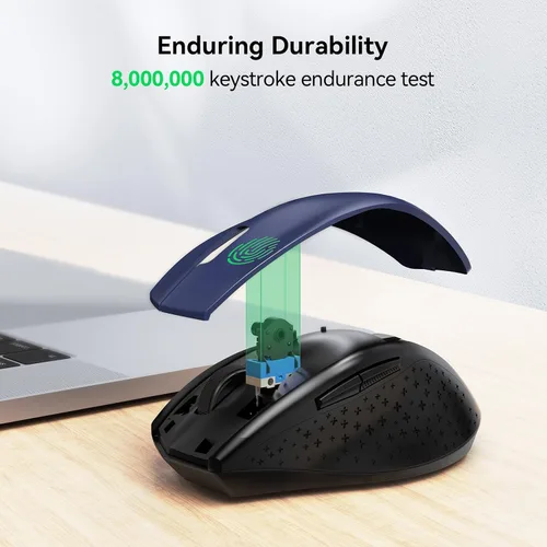 Vista 7 de TECKNET Mouse inalámbrico, mouse USB de 2.4 G con 6 niveles ajustables 3200 DPI, batería de 30 meses, empuñaduras ergonómicas, 6 botones portátiles