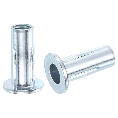 Vista 12 de uxcell Tuercas de remache M4 multiagarre, 5 piezas de vástago preabombado, cabeza plana, tuerca de inserción roscada de acero al carbono más tuercas