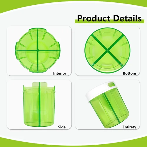 Vista 6 de Organizador de vitaminas, dispensador de pastillas grande con 4 compartimentos, organizador de pastillas portátil para aceites de pescado