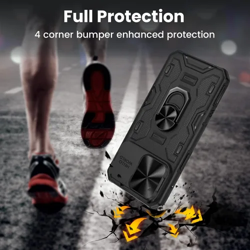 Vista 5 de VEGO - Funda para iPhone 14 Pro Max, funda con función atril para iPhone 14 ProMax, color negro Slide Camera Cover
