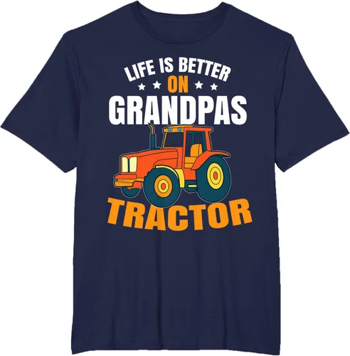 Vista 41 de Life Is Better On Grandpas Tractor Kids Farm Tractor Boy Camiseta, Negro