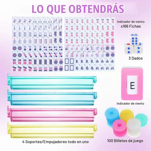 Vista 3 de Ceenna American Mahjong - Juego de azulejos todo en uno, color morado