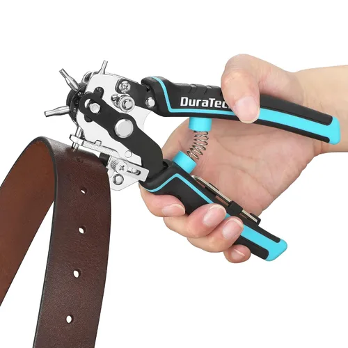 Vista 2 de DURATECH Perforadora de cuero, resistente con 6 agujeros sólidos para cinturones, correas de reloj, correas, collares de mascotas, sillones