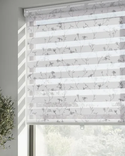 Vista 8 de LazBlinds Persianas estilo cebra sin cordones para ventanas, con patrón de doble capa para máxima privacidad y control de la luz, elegantes