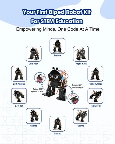 Vista 3 de Kit de robot bípedo STEM Juguetes Kit de ciencia para niños, conjunto de artesanías programables de robótica bipedal biónica para Arduino ESP32
