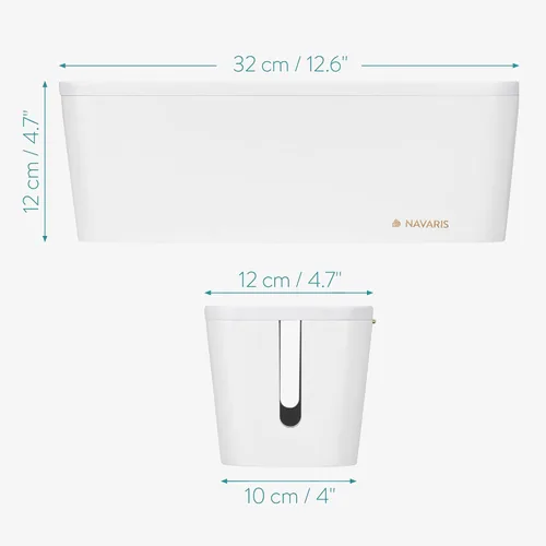 Vista 7 de Navaris Caja de ordenamiento de cables – Caja de almacenamiento de cables de bambú organizador para cables, enchufes de extensión, cargadores
