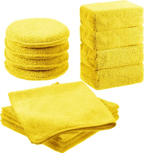 Vista 8 de Tallew Paquete de 12 almohadillas aplicadoras de microfibra para automóvil, incluye aplicador de microfibra de cera redonda, toalla de secado