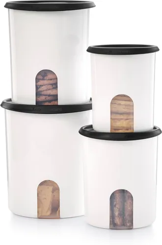 Vista 7 de Tupperware One Touch Reminder Canisters - Juego de 4 recipientes para almacenamiento de alimentos, apto para lavavajillas y sin BPA