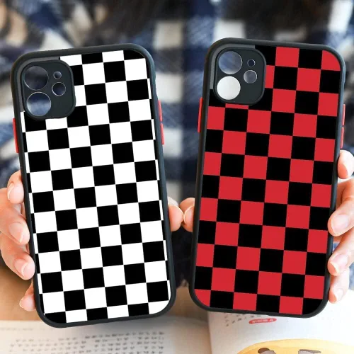 Vista 6 de Funda de teléfono de tablero de ajedrez compatible con iPhone 13, 1, diseño de cuadrícula de tartán, damier