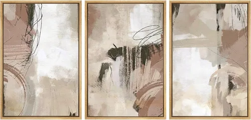 Vista 99 de SIGNWIN Lienzo enmarcado para pared, juego de arte abstracto de serenidad costera, ilustraciones abstractas junto al mar, arte moderno, decorativo