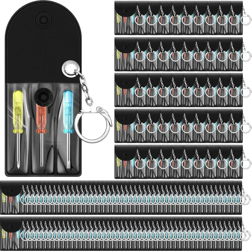 Vista 12 de Jutom Juego de 10 Mini Destornilladores Llavero a Granel Incluye 3 Mini Destornilladores en una Bolsa Portátil con Broche con Gancho a Granel