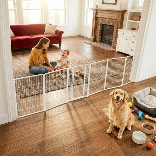 Vista 29 de FXW - Puerta para perro, extra ancha ajustable para aberturas de hasta 46 pulgadas, 24 pulgadas de alto Negro