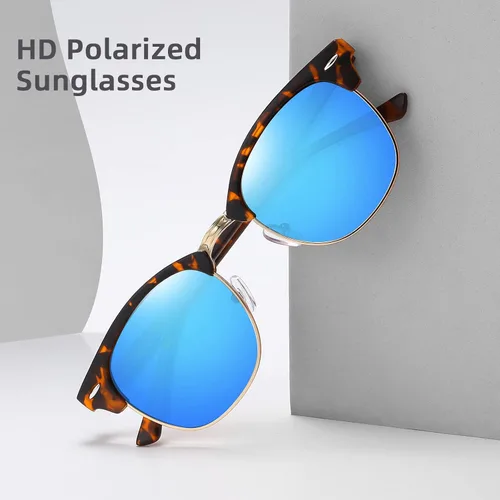 Vista 3 de MEETSUN Retro Semi Rimless Polarized Sunglasses for Men Women Classic Trendy Driving Sun Glasses UV Protection