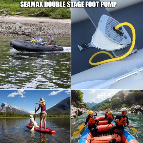 Vista 3 de Seamax Bomba de pie de 9L con cámaras dobles, alto volumen y alta presión, máximo 15 PSI para barco inflable y SUP