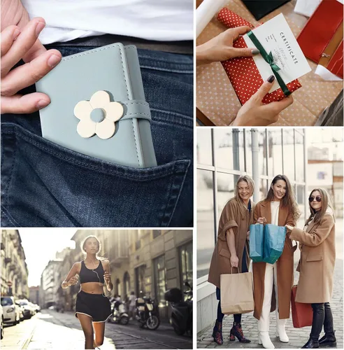 Vista 6 de LJCZKA Bonita cartera pequeña para niñas y mujeres, bloqueo RFID, piel sintética, tres plegadas, bolsillo para efectivo con tarjetero y billetera