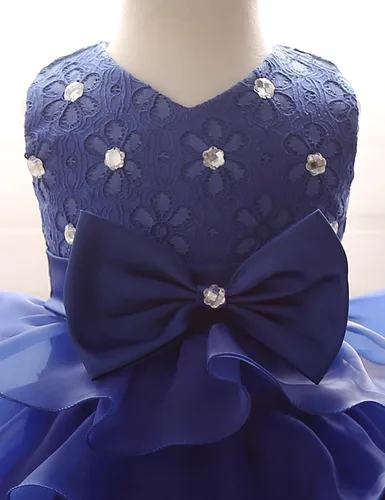 Vista 6 de NNJXD - Vestido de niña con volados y encaje, para fiesta o boda