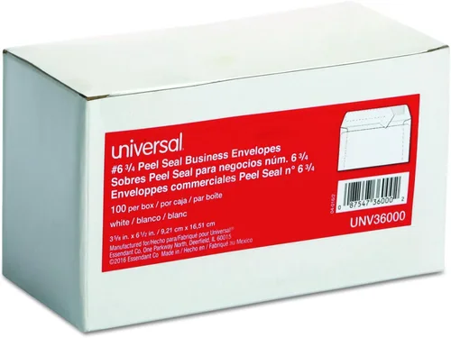 Vista 2 de Universal UNV36000 Pull & Seal - Sobre de negocios, #6 3/4, blanco, 100/caja