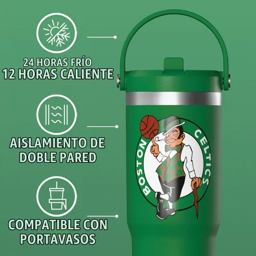 Vista 4 de Hydrapeak Botella de agua aislada de acero inoxidable a prueba de fugas, con licencia oficial de Boston Celtics Nomad, con licencia