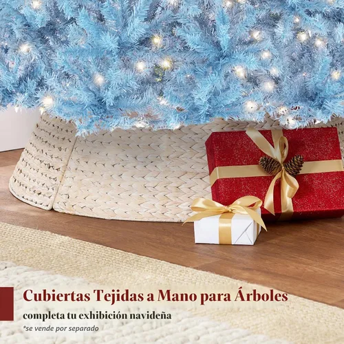 Vista 9 de Best Choice Products Árbol de Navidad azul bebé preiluminado de 6 pies, decoración navideña artificial completa con 947 puntas de rama, 250 luces