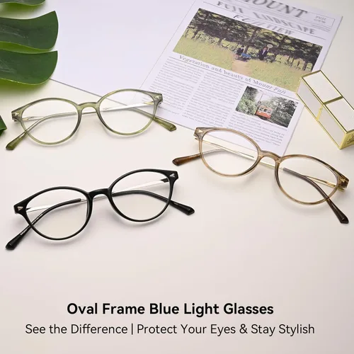 Vista 7 de Dollger Gafas de luz azul para mujer, gafas vintage con marco ovalado pequeño