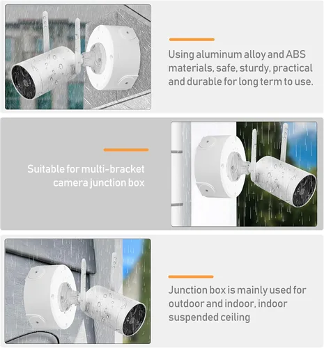 Vista 4 de OSALADI Soporte de cámara de seguridad hemisférica para montaje en techo, protector de cable resistente a la intemperie, caja de cubierta de alambre