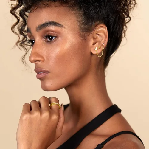 Vista 4 de PAVOI 14K Gold Earrings Connector Chain for Women Convertible Dangle Chain for Double Piercings