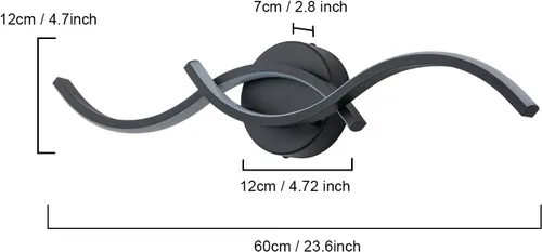 Vista 2 de EDISLIVE Lámpara LED negra de 24 pulgadas, aplique de pared moderno regulable de 15 W, accesorio lineal blanco cálido de 3000 K con pantalla de tira