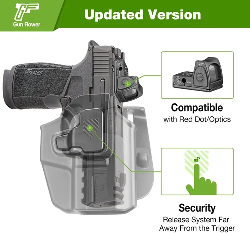 Vista 3 de Universal OWB Holster for G43X/G48 MOS, Shield Plus, P365 XL/P365, Glock 26 27, RDS Compatible, Fits Sub-Compact 9mm Pistols Like G3C, Hellcat Pro