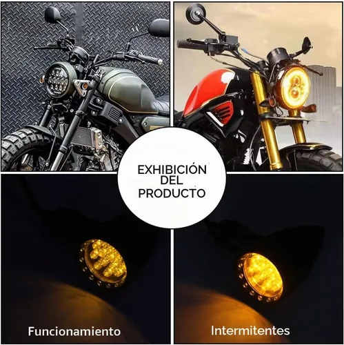 Vista 4 de Dreamizer Señales de giro de motocicleta en forma de bala con luces LED, lámpara indicadora de aleación de aluminio para Cafe Racer Bobber Shadow