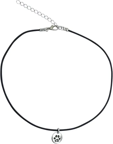 Vista 2 de DragonWeave - Juego de collar y pendientes, diseño de pata de gato y perro, color negro plateado
