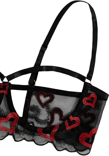 Vista 4 de SweatyRocks - Bralette de encaje transparente para mujer de 2 piezas, sostén y panty