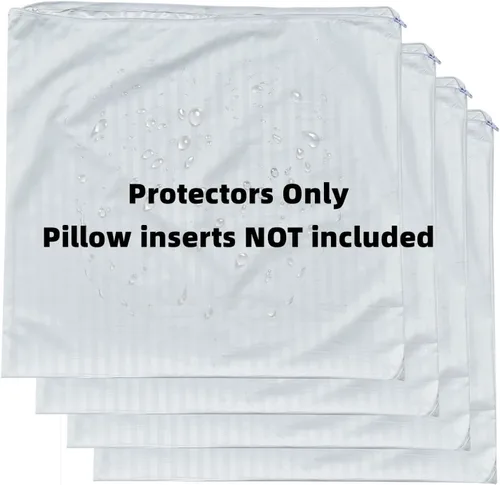 Vista 3 de Paquete de 4 protectores de almohada a prueba de plumas de 22 x 22 pulgadas, fundas impermeables para almohadas cuadradas de plumón de ganso