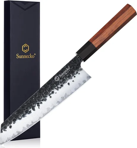 Vista 9 de Sunnecko Cuchillo de cocina afilado, cuchillo de pelar de 5.5 pulgadas de acero de carbono para frutas, cuchillo de 3 capas 9CR18MOV, mango