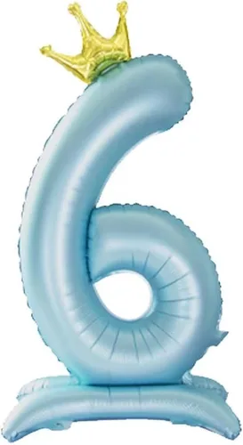 Vista 16 de Globos azules con el número 1 de 42 pulgadas con corona, globos de primer cumpleaños para niños y niñas, suministros de decoración de fiesta de Azul