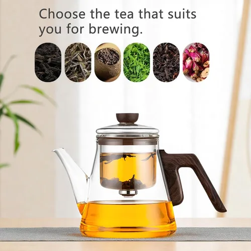 Vista 9 de YJX - Tetera magnética de vidrio de 25.4 onzas, infusor de té encantado