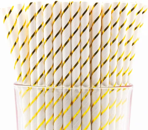 Vista 19 de Paquete de 150 pajitas de papel biodegradables de 4 capas de cheurón rosa bebé (compostables, no tóxicas, sin BPA)