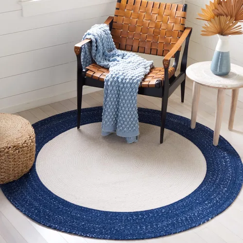 Vista 6 de SAFAVIEH Alfombra trenzada de la colección – Alfombra redonda de 3 pies, color beige y gris claro, casa de campo hecha a mano, ideal para zonas