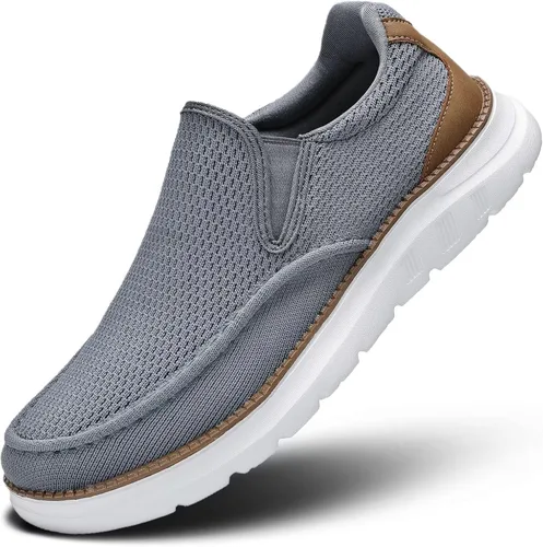 Vista 11 de Zapatos náuticos para hombre, mocasines casuales sin cordones para caminar, zapatillas de vestir de malla, Oxford de negocios para trabajo, suela