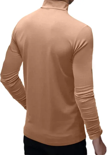 Vista 4 de Rela Bota Camisetas de moda para hombre, ropa interior térmica, camisetas de media manga corta de cuello alto, ajuste delgado, básicas