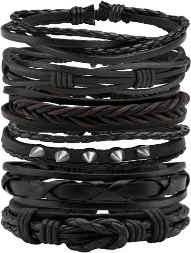 Vista 10 de Pulsera de cuero trenzada ajustable para hombres y mujeres