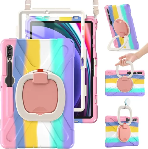 Vista 12 de BRAECN Funda para Samsung Galaxy Tab S10+/S9 FE+/S9+ Plus de 12.4 pulgadas, funda de silicona resistente con protector de pantalla, soporte para S