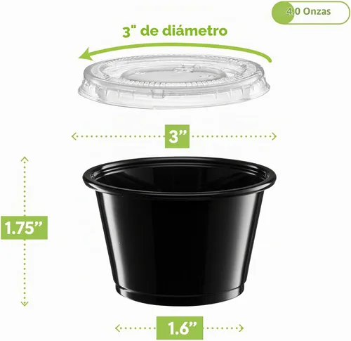 Vista 6 de ELEGANT DISPOSABLES Vasos de plástico sumergibles negros para porciones de 4 oz - 100