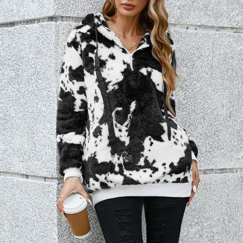 Vista 77 de Century Star Sudadera deportiva mullida de vellón con capucha para mujer de talla extragrande con bolsillos